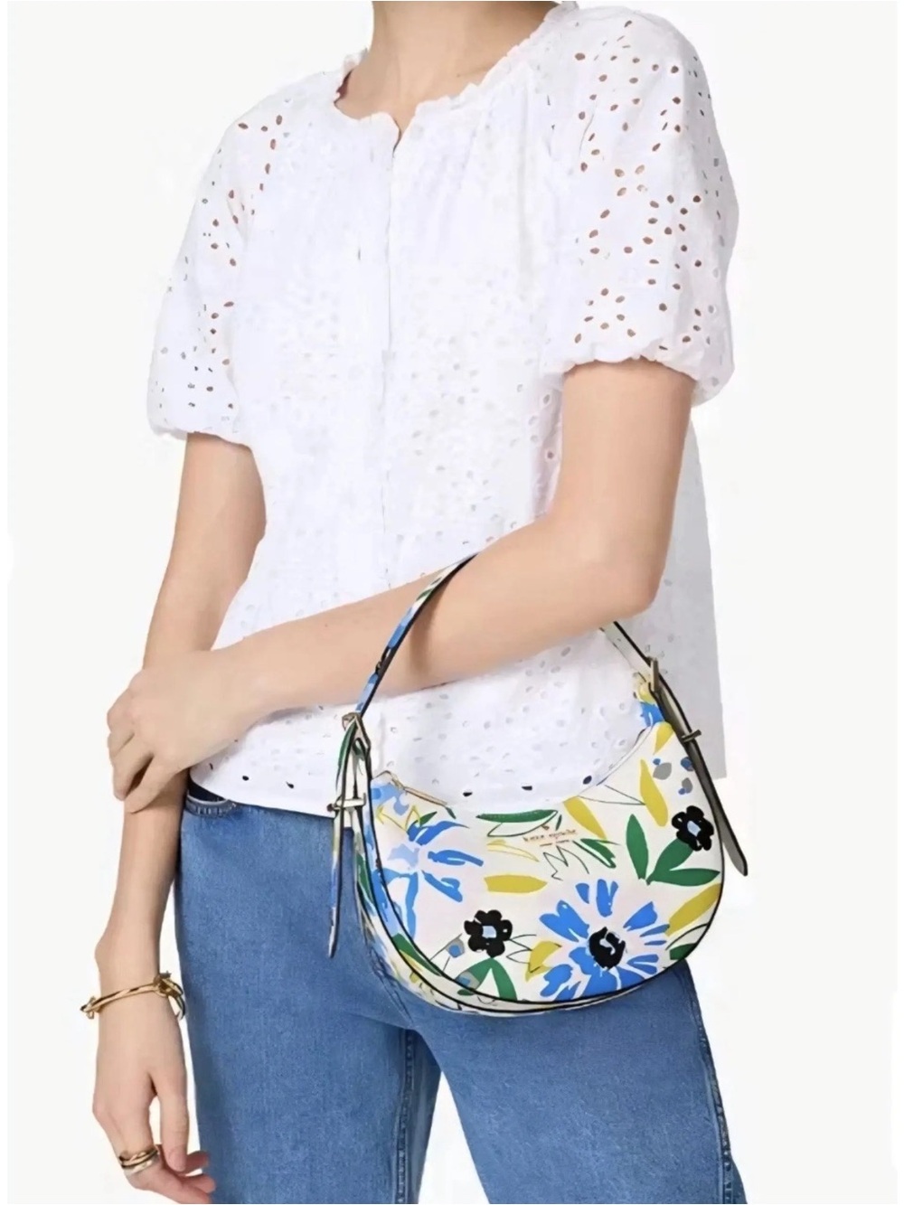 Kate Spade Madison Festival Floral Crescent Shoulder Bag